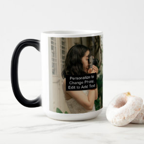 Custom Two Photos Artwork Slogan 15 oz Morphing Color Morph Mug
