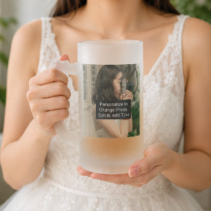 Custom Two Photos Artwork Slogan 16 oz Frosted Glass Beer Mug