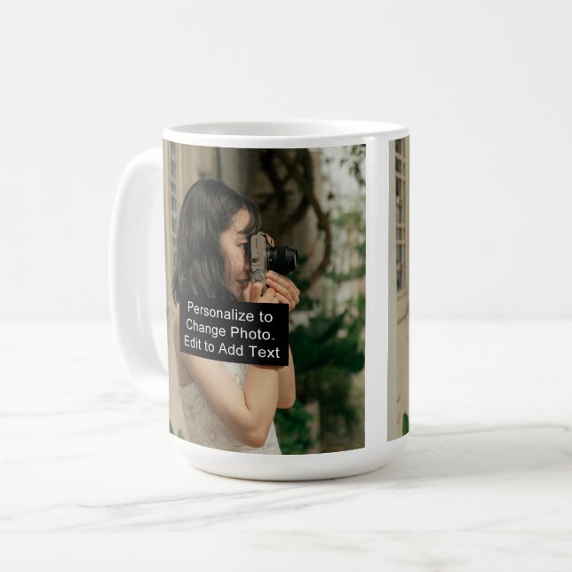 Custom Two Photos Artwork Slogan Classic 15 oz Coffee Mug (Front Left)