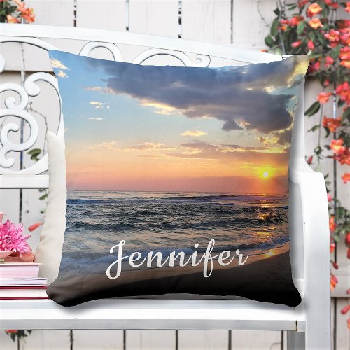 Custom Two_Sided Photo And Text Personalized Throw Pillow