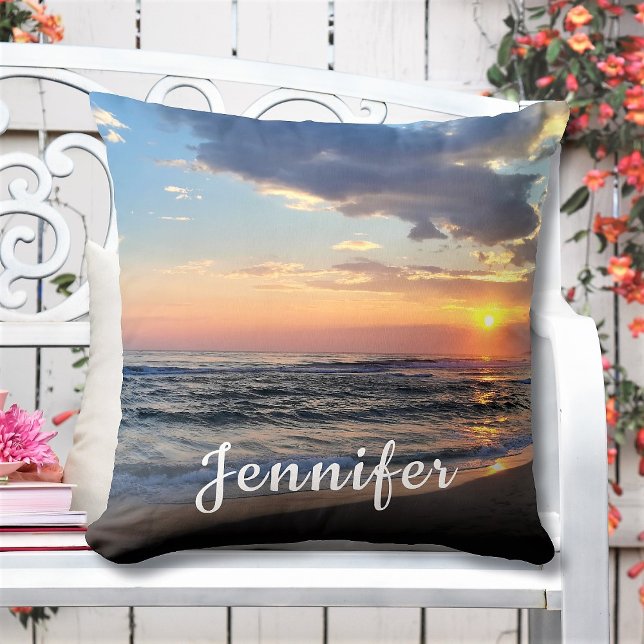 Custom Two-Sided Photo And Text Personalized Throw Pillow (Creator Uploaded)