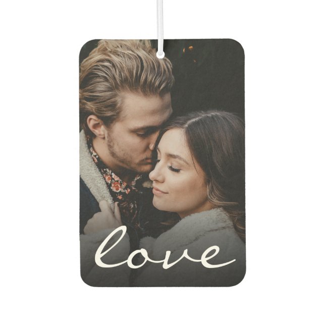 Custom Two Sided Photo Love Script Make it Unique  Air Freshener (Front)