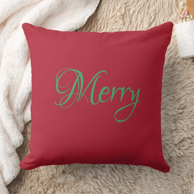 Custom Two-Sided Photo Personalized, Christmas Red Throw Pillow (Blanket)
