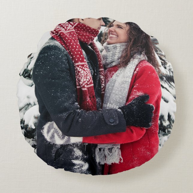 Custom Two Sided Photo Personalized Round Pillow (Front)