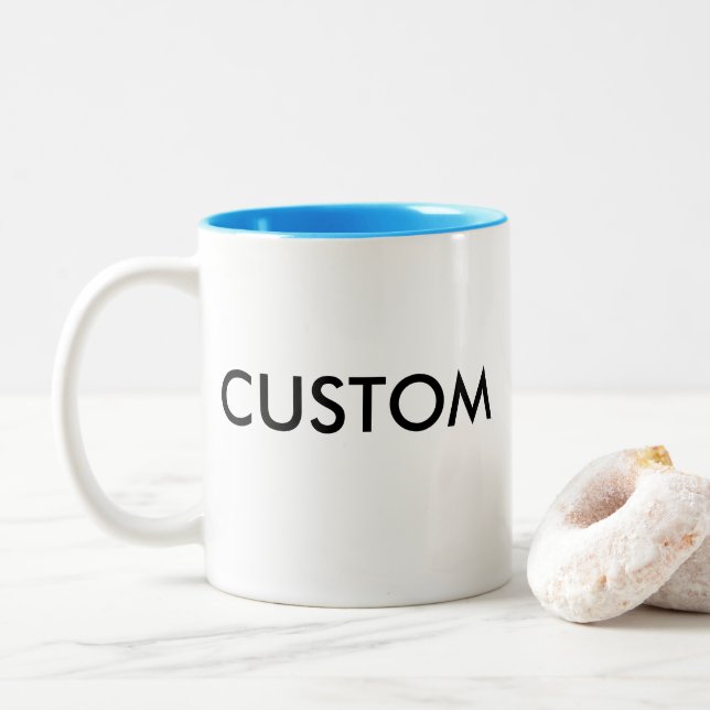 Custom Two-Tone 11oz Mug - LIGHT BLUE Inside (With Donut)