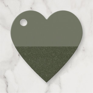 Custom Two-Tone Heart Favor Tag – Moss Green