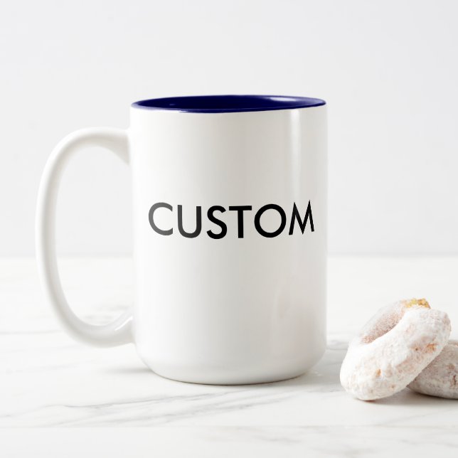 Custom Two-Tone Large 15oz Mug - NAVY BLUE Inside (With Donut)