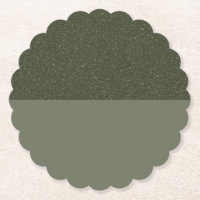 Custom Two-Tone Moss Green Scalloped Paper Coaster