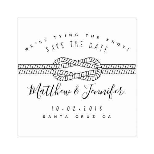 Custom Tying The Knot Rustic Script Save The Date Rubber Stamp