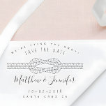 Custom Tying The Knot Rustic Script Save The Date Rubber Stamp<br><div class="desc">Create your own Custom Tying The Knot Rustic Script Save The Date rubber stamp with this easy to use template designed for you by invintage. This design features a knotted rope symbolising the unity of the soon-to-be married couple. Add your details into the stylish rustic typography quickly and easily by...</div>