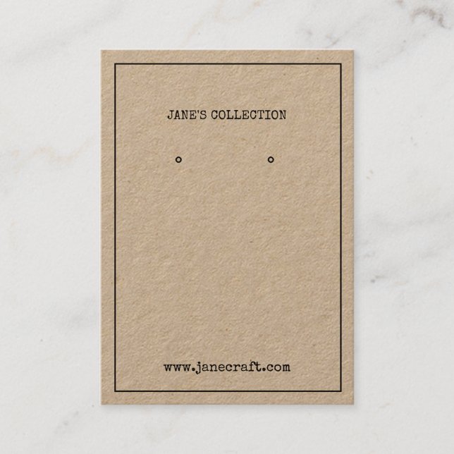 Custom Typewriter Jewelry Earrings Display Card (Front)