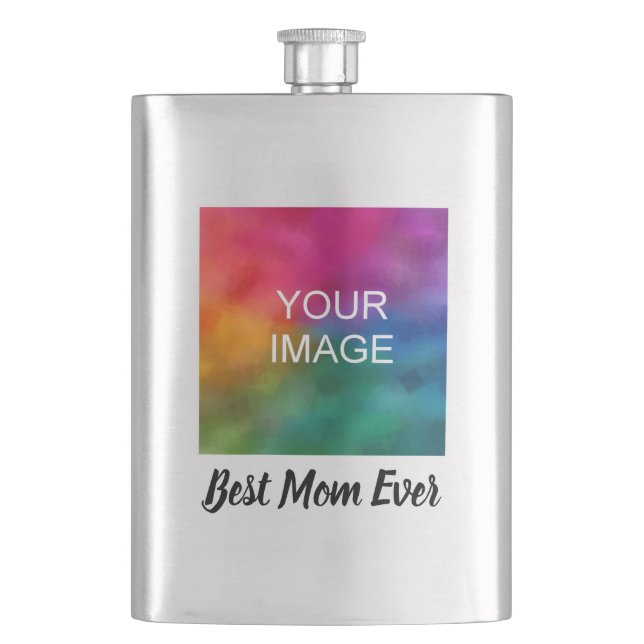 Custom Typography Best Mom Ever Cute Template Flask (Front)