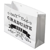 Custom Typography Graduate Scroll  eal Large Gift Bag