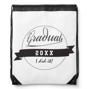 Custom Typography Graduate Seal Drawstring Bag