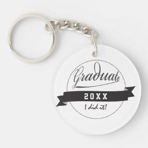 Custom Typography Graduate Seal Keychain