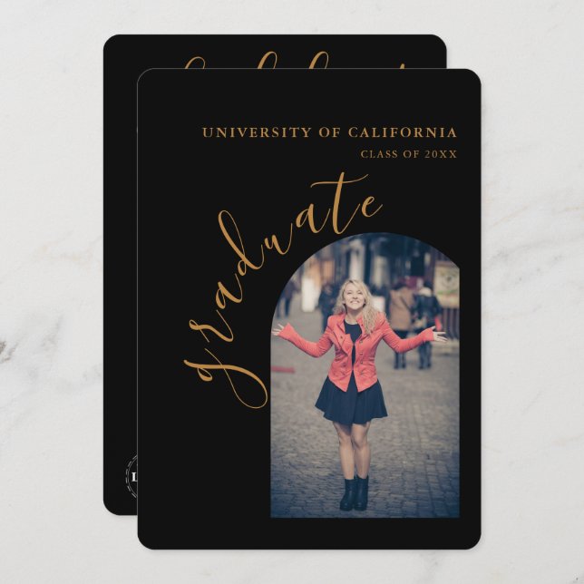 Custom Typography Graduation Party Invitation Card (Front/Back)