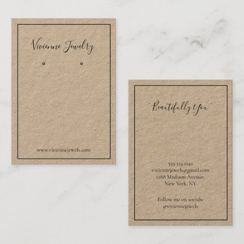 Custom Typography Jewelry Earrings Display Card
