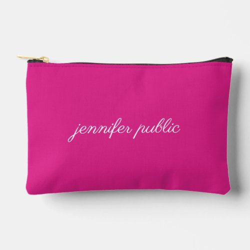 Custom Typography Name Or Text Template Solid Pink Accessory Pouch