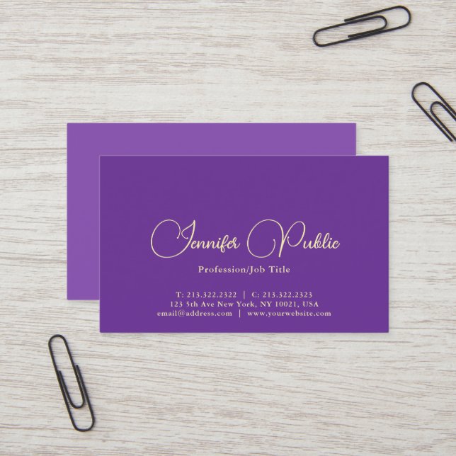 Custom Typography Name Professional Elegant Business Card (Front/Back In Situ)