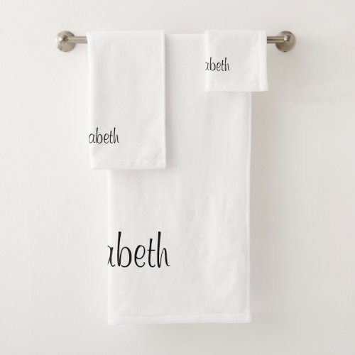 Custom Typography Names Black White Template Bath Towel Set