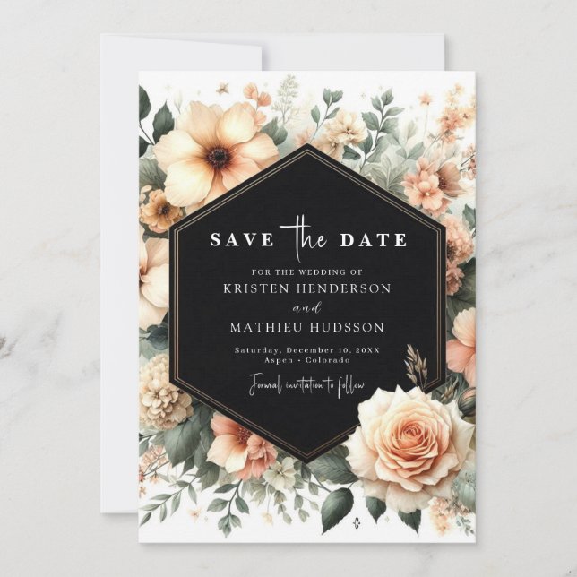 Custom Typography Peach Wedding Save The Date (Front)