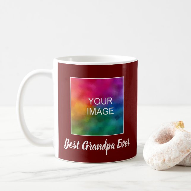 Custom Typography Script Cute Best Grandpa Ever Coffee Mug (With Donut)