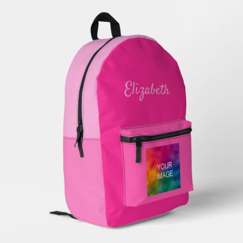 Custom Typography Script Name Pink Color Tones Printed Backpack