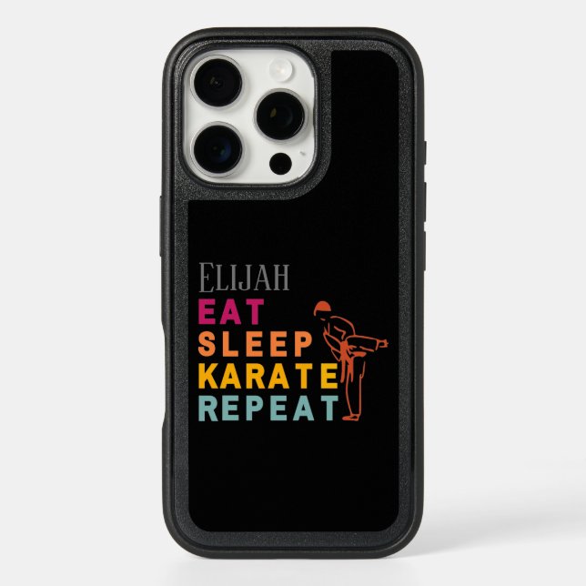 Custom Typography Silhouette Martial Arts Karate Otterbox iPhone Case (Back)