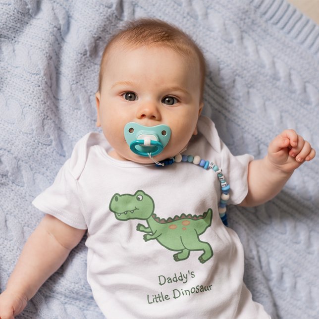 Custom Tyrannosaurus Rex Dinosaur Cartoon Baby Bodysuit (Daddy's Little Dinosaur Bodysuit)