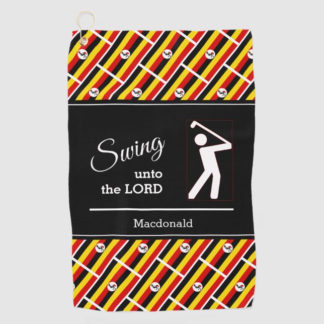 Custom UGANDA Christian Swing Unto The Lord Golf Towel (Front)