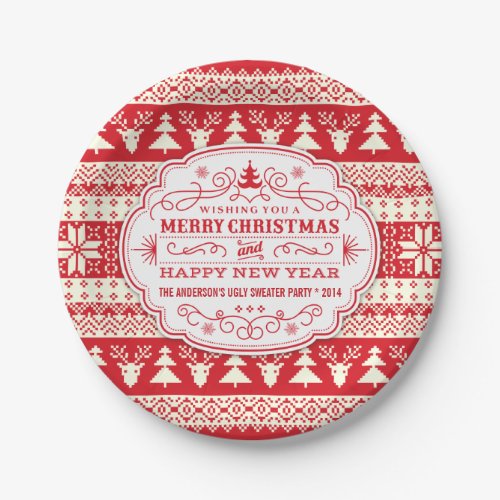 Custom Ugly Sweater Christmas Party Plates