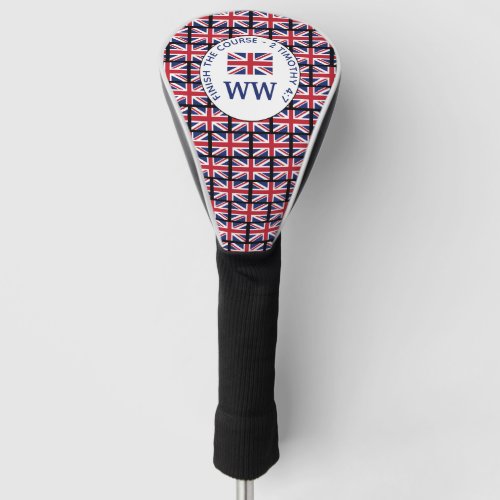 Custom UK UNION JACK Monogram DRIVER Golf Head Cover