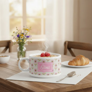 Custom Ukrainian Folk Cross Stitch Floral Pattern Bowl