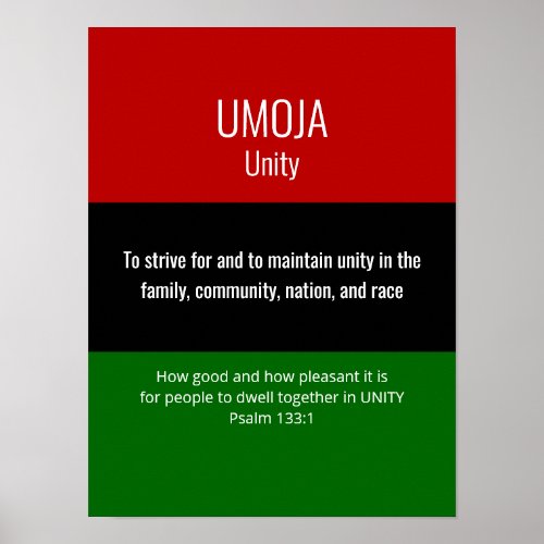 Custom UMOJA Unity Kwanzaa Poster