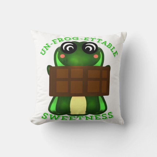 Custom Un-frog-ettable Sweetness Frog Gift T-Shirt Throw Pillow (Front)