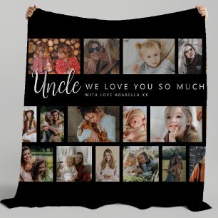 Custom Uncle 18 Photo Collage Fleece Blanket