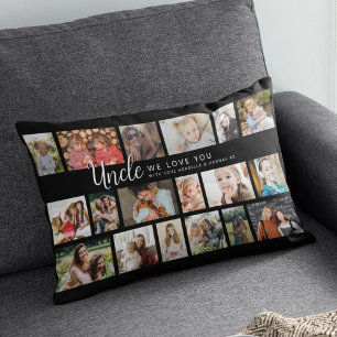 Custom Uncle 18 Photo Collage Lumbar Pillow