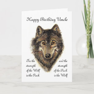 Custom Uncle Birthday -Wolf and Pack Quote Card