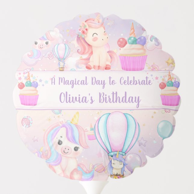 Custom Unicorn Birthday Balloons - birthday party (Back)