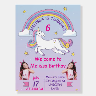 Custom Unicorn Birthday Welcome Sign –Double-Sided