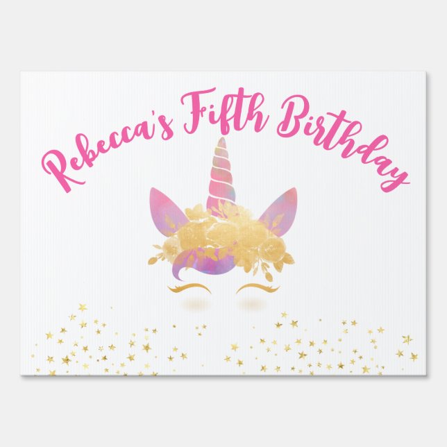 Custom Unicorn Birthday Yard Sign Magical Party (Front)