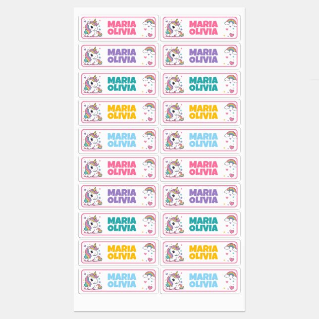 Custom Unicorn Book Labels (Sheet)