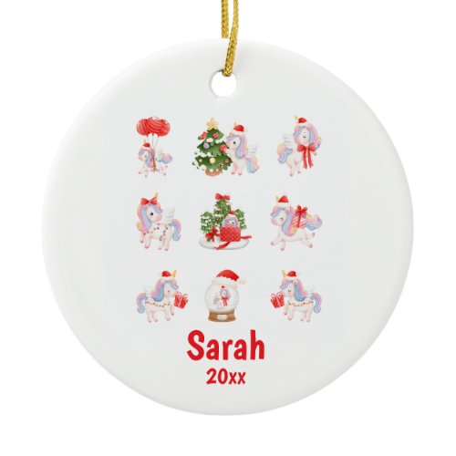 Custom unicorn Christmas Ornament for Girls