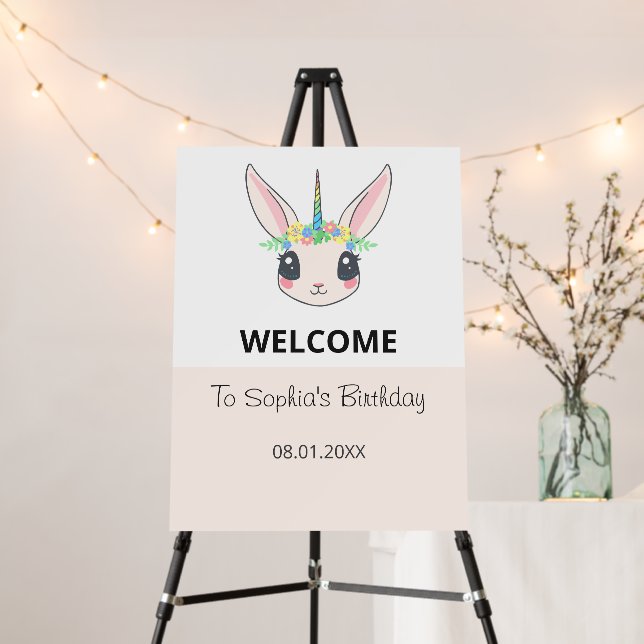 Custom Unicorn Cute Pink Birthday Party  Foam Board (In Situ (Stand))