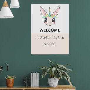 Custom Unicorn Cute Pink Birthday Party  Poster