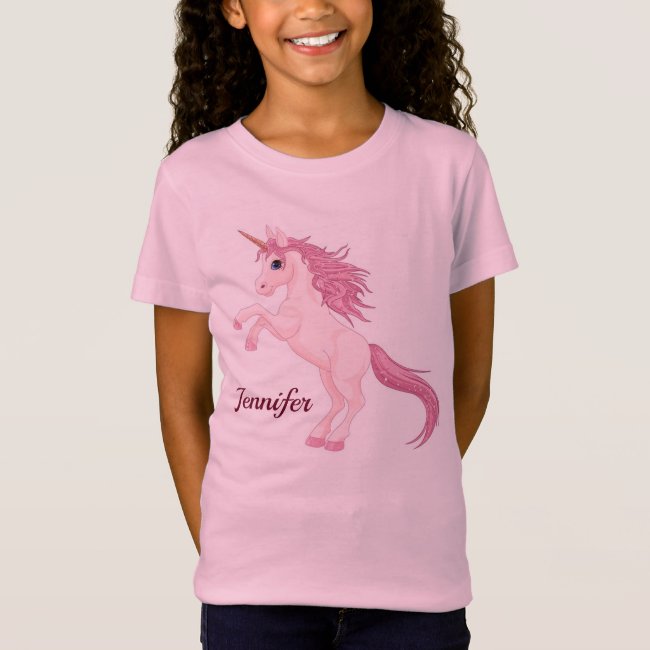 Custom Unicorn Girls T-shirt Personalize NAME