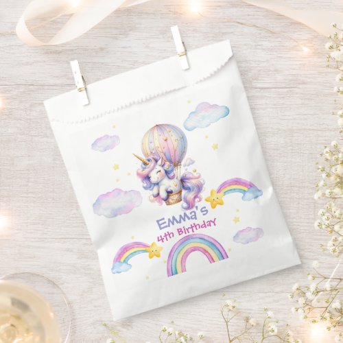 Custom Unicorn Hot Air Balloon Birthday Favor Bags