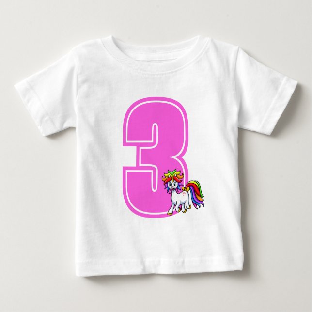 Custom Unicorn Number Baby T-Shirt (Front)