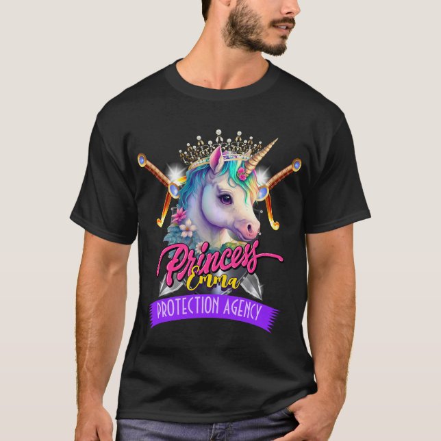 Custom Unicorn Princess Protection Agency Father T-Shirt (Front)