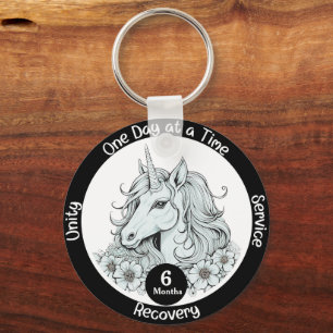 Custom Unicorn Sobriety Milestone Gift Keychain